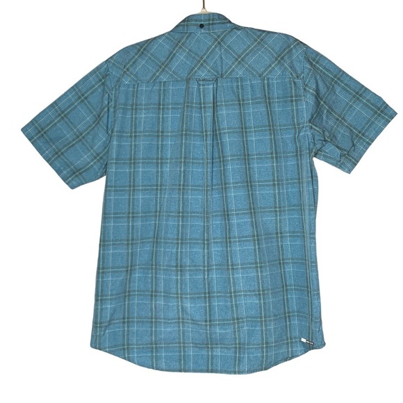 Hurley EUC blue and gray plaid dri-fit short‎ sleeve button down. Size L - Picture 2 of 10